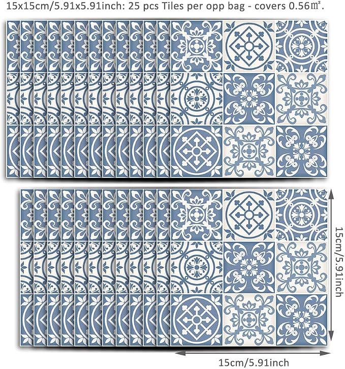 Alwayspon 25 Pcs Self-Adhesive Tile Transfer for Home Decor, Peel and Stick Tile Decal, Water-Proof Backsplash Wall Tile Sticker for Kitchen Bathroom, 6x6inch - Image 7