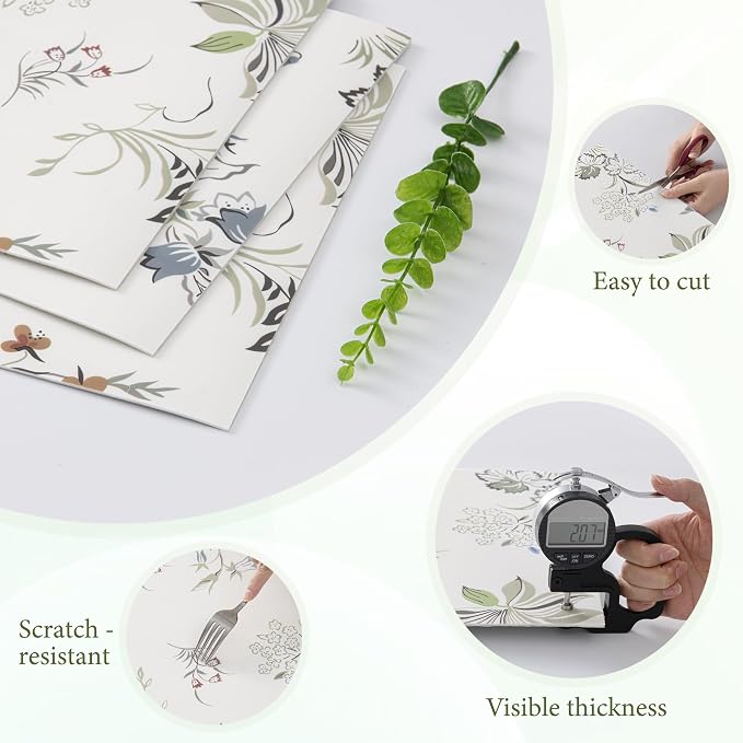 20pcs Floral Marble Peel and Stick Shower Wall Panels 11.8"x11.8" | (Total 19.4 Sq.Ft.) Botanical,Waterproof,Backsplash Tile,Stick on Wall,for Bathroom,Bedroom,Kitchen,Ceiling - Image 4
