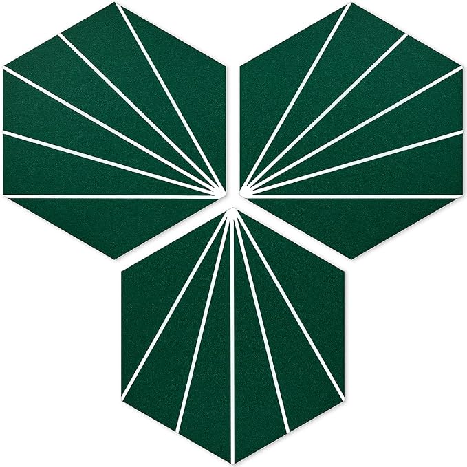 AULIGET Flower Vintage Hexagon Tile Peel and Stick Backsplash, 6"x7" Self Adhesive Wall Tiles in Green (Pack of 45) by AULIGET