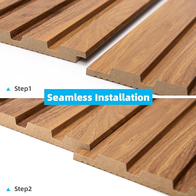 Art3d Wood Slat Wall Panels, Fluted MDF, 6-Pack, 94.6 x 7.4 in,Teak | 3D Textured Panels for Accent Walls, Ideal for Living rooms, Bedrooms, Offices, Entryways and Studios - Image 7