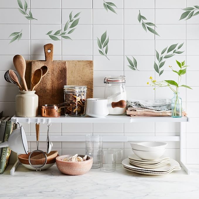 LHIUEM Green Leaves Stickers 56 PCS Boho Decals Sage Green Wallpaper Watercolor Olive Leaf Decals Fresh Leaves Wall Art Greenery Wall Decor Botanical Plants Stickers for Living Room Bedroom Office - Image 5