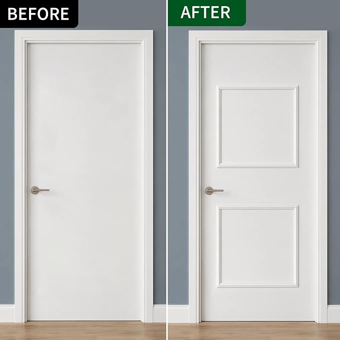 COUKIU Pre-Cut 2 Set Peel and Stick Door Molding Trim Kit, 24" x24" Premade Wainscoting Panels, Self Adhesive Wall Moulding Panel for Interior Walls Picture Frame - Image 3