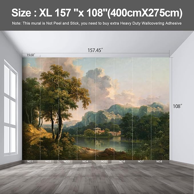 Forest Landscape Oil Painting wall murals Peel and Stick self Adhesive Wallpaper for Bedroom Living Room - 108"x157" - Image 2