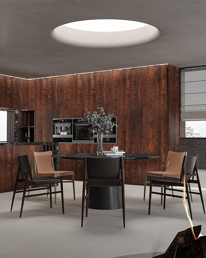 Dimoon Wallpaper 118"x17.7" Wood Peel and Stick Wallpaper Thicken Red Brown Wood Contact Paper Brown Red Dark Wood Wall Paper Plank Removable Rustic Grain Self Adhesive Desk Table Vinyl Roll - Image 3