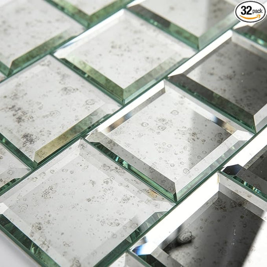 Peel and Stick Mirror Tile Light Antique 3 x 3 Inch by Adedeo