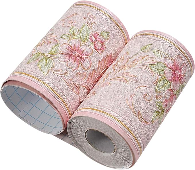 Creation Core 4.2x196.8 Waterproof Wallpaper Border 3D Pattern Wall Decor Removable Self Adhesive Kitchen Bathroom Tiles Sticker, Vine Pink by La+La+Pet