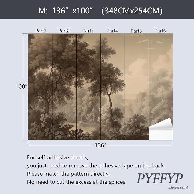 PYFFYP-Retro Tropical Jungle Peel and Stick Wallpaper murals for Bedroom - Image 6