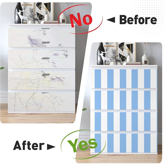 Blue and White Striped Wallpaper Peel and Stick Wallpaper Self-Adhesive Removable Waterproof Wall Paper for Walls Modern Vinyl Film 17.3”x120” - Image 4