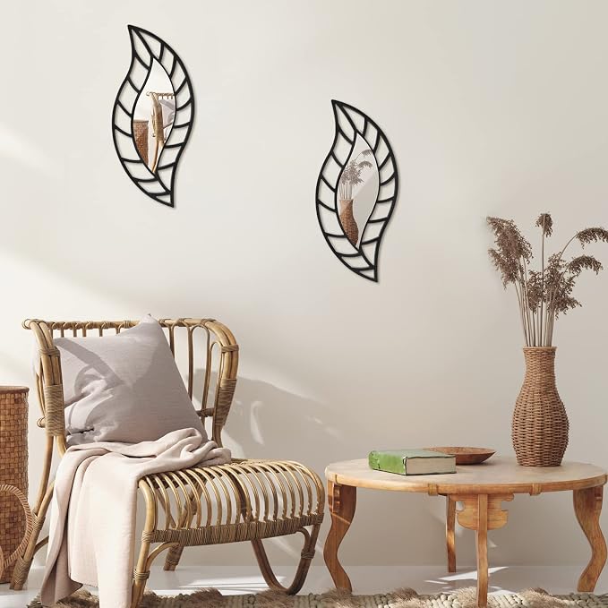 Roowest 2 Pcs Decorative Mirror Wall Decor, Black - Image 7