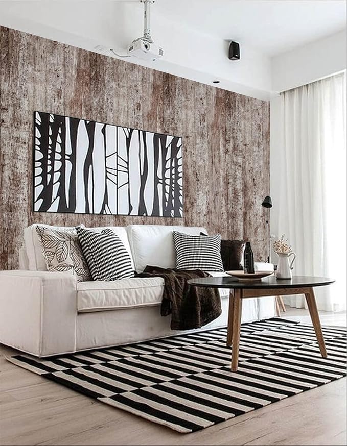 Dimoon 236"x17.7" Wood Stick and Peel Wallpaper Dark Grey Brown Wood Contact Paper Wood Wallpaper Removable Waterproof Wood Plank Rustic Self Adhesive Vintage Texture Desk Table Cabinet Vinyl Roll - Image 4