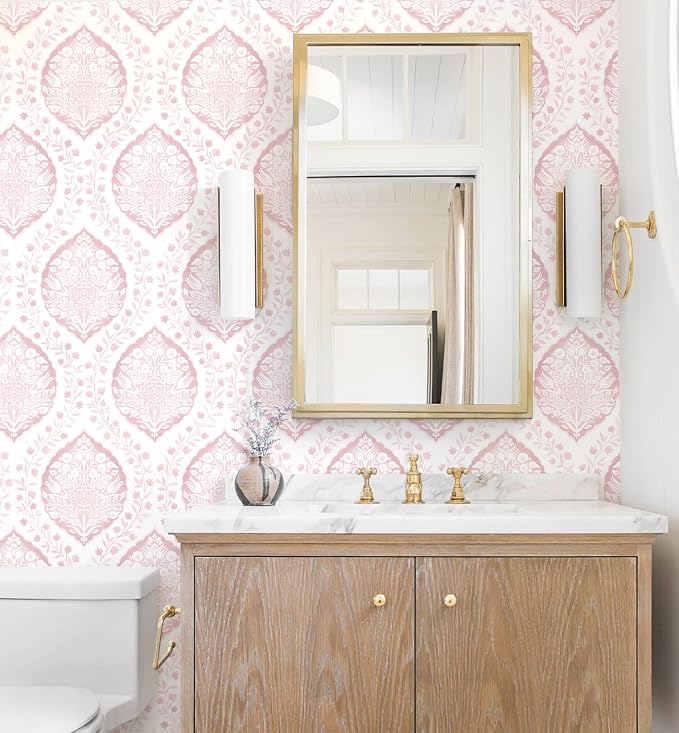 CiCiwind 393.7"×17.3" Boho Peel and Stick Wallpaper Pink Floral Wallpaper Removable Self Adhesive Eco-Friendly Contact Paper Modern for Bathroom Bedroom Farmhouse Eco-Friendly Vinyl Wall Paper - Image 8