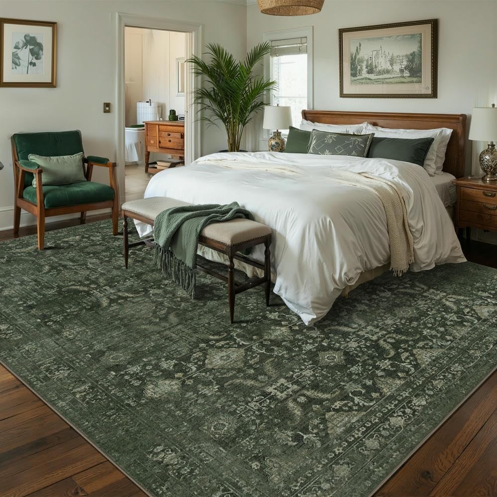 Rugxara Green 8x10 Area Rugs for Living Room Bedroom Large Washable Rug - Image 3
