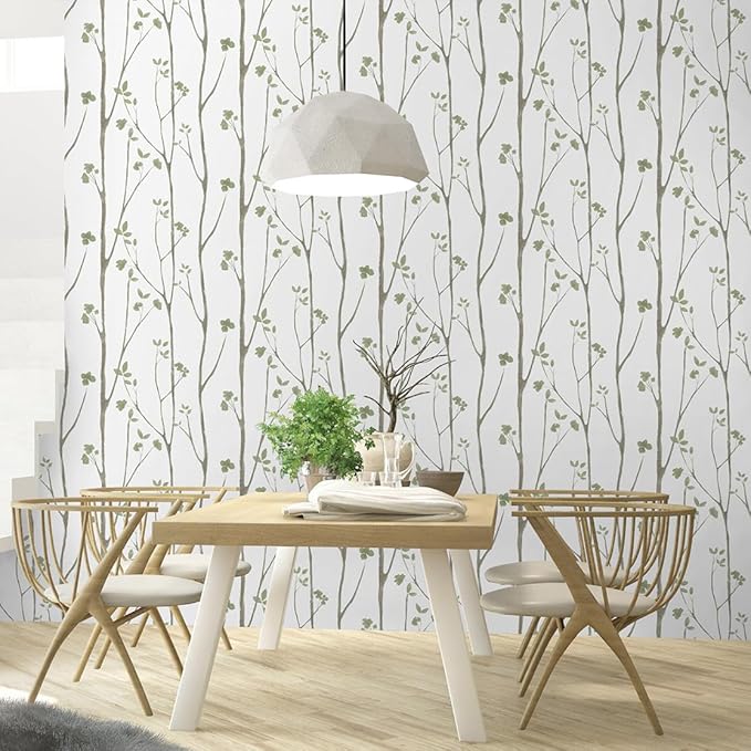 Timeet Floral Wallpaper Peel and Stick Green Leaf Contact Paper Boho Flower Wall Paper Self Adhesive Removable Decoral Bedroom Living Room Walls 16"x118" - Image 5