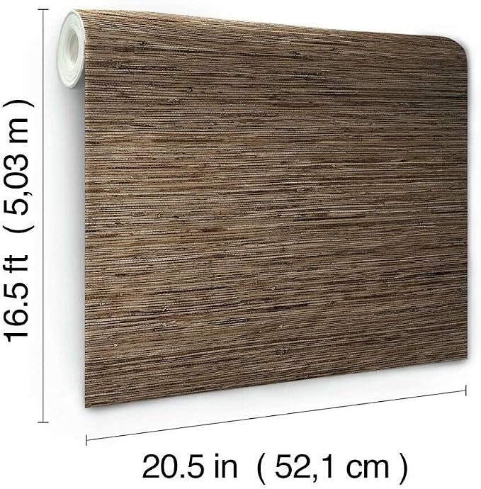 RoomMates RMK11312WP Brown Faux Grasscloth Non-Textured Peel and Stick Wallpaper, Roll - Image 3