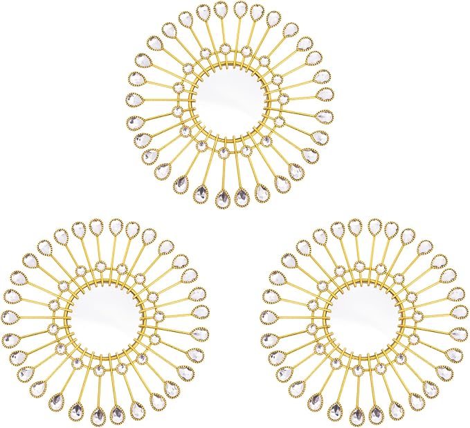 Gold Mirrors-Sunburst Festival Wall Art,Decorative Round Mirrors for Indoor by Manortang