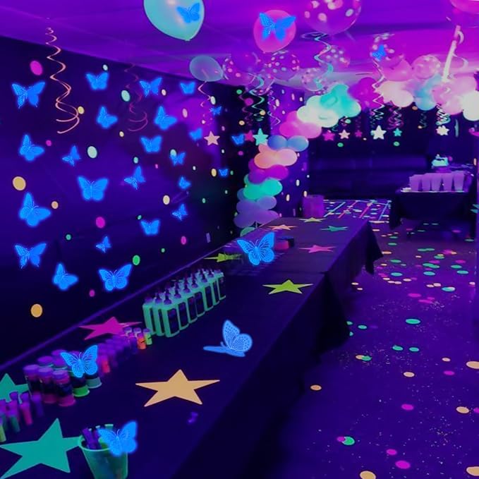 SAOROPEB Glow in The Dark 3D Butterfly 24 Pcs Blue Butterfly Stickers | 3 Sizes, Luminous for Ceiling or Wall, Glow in The Dark Party Supplies, Removable Luminous Stickers for Kids Babys Nursery - Image 3