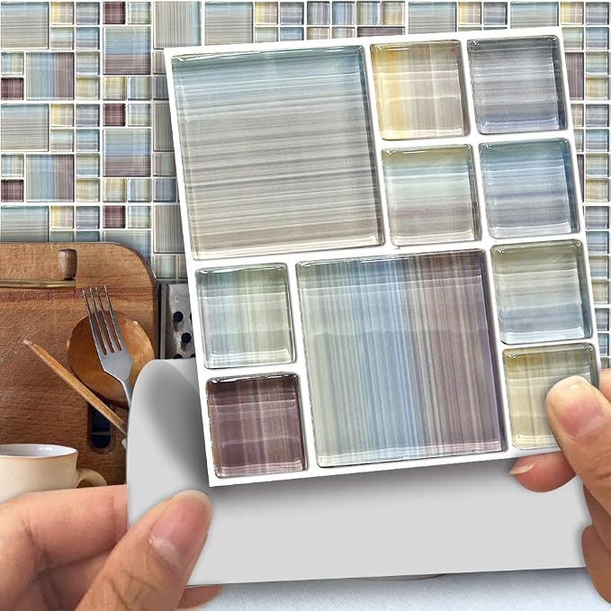 Alwayspon 25 Pcs Self-Adhesive Tile Transfer for Home Decor, Peel and Stick Tile Decal, Water-Proof Backsplash Wall Tile Sticker for Kitchen Bathroom, 4x4inch by Alwayspon