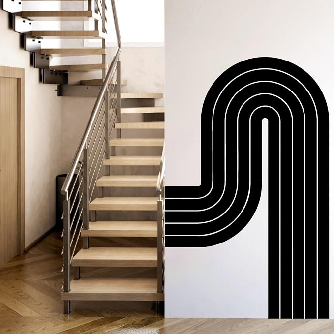 Large Arch Wall Decal Modern Black Vinyl Wall Decor Sticker for Living Room | Geometric stickers, peel and stick, removable, minimalist abstract art murals, self adhesive, for bedroom office home decor - Image 3