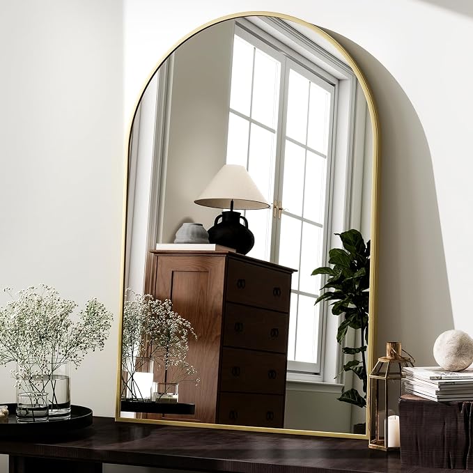 HARRITPURE Arched Wall Mirror 24"x36" Gold Metal Frame Vanity Mirrors - Image 2
