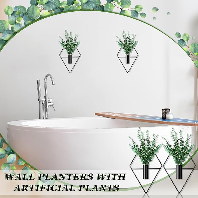 Canlierr 4 Pcs Wall Decor Hanging Planters, Eucalyptus, Black - Image 6
