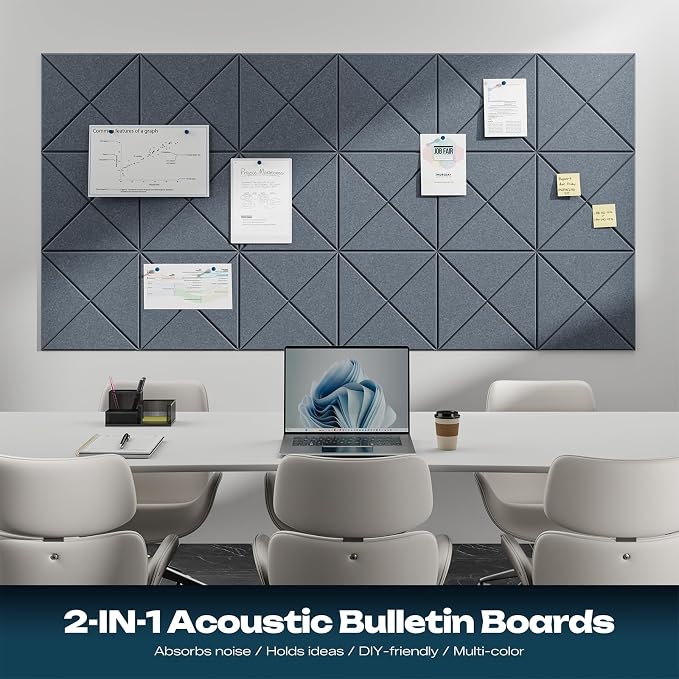 Sonicism 22 Pack X-Lined Acoustic Panels with Self-Adhesive, 12"X 12"X 0.4" Sound Proof Foam Panels, Decorative Soundproof Wall Panels, Sound Absorbing Tile for Home & Offices, Gray - Image 4