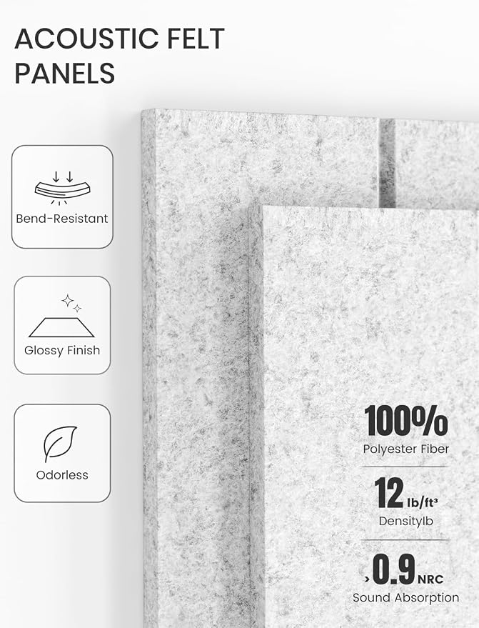 Fluxynara 48" x 36" Large Felt Bulletin Board, Light Gray | 12 Pack Cork Board Alternative with 60 Safe Adhesive Tabs, Pin Boards for Wall Decor, Home, Office, Classroom,Dorm - Image 5