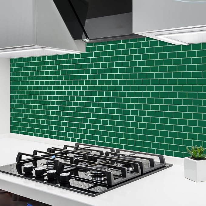 Joysticky 10-Sheet Peel and Stick Backsplash, 12" * 12" Laser Crystal Texture Stick on Tiles Backsplash for Kitchen & Bathroom，Thicker Design Peel and Stick Wall Tiles (Green) - Image 6