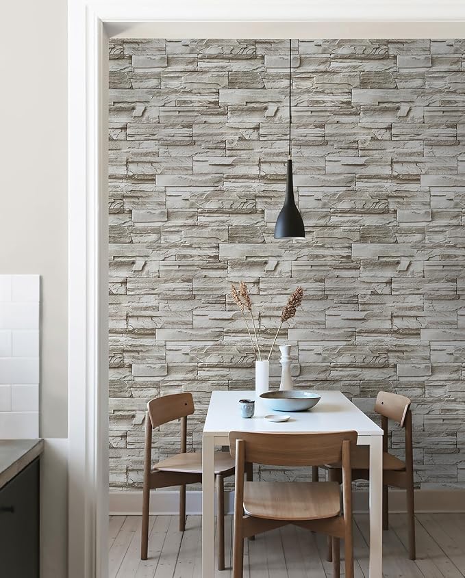 Timeet Brick Wallpaper Peel and Stick Wallpaper Faux Brick Contact Paper Stone Wallpaper 17.3in x118.11 Self-Adhesive Removable Wall Paper for Bedroom Living Room Wall Decor - Image 7