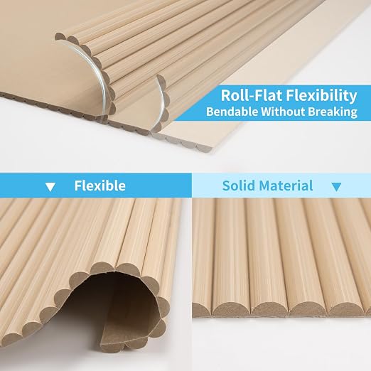 Art3d Roll-Flat Beaded Wood Slat Wall Panel, 2-Pack, 94.5" x 23.6", Ashtree | Flexible, Durable, Crack Resistant, Glue on, Easy to Install, for New Home Buyer, Future Mover to Upgrade Office, Living Room - Image 6