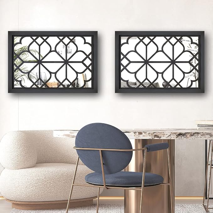Wocred Set of 2 Rectangular Wall Mirror,Gorgeous Rustic Farmhouse Accent Mirror,Black Entry Mirror for Bathroom Renovation,Bedrooms,Living Rooms and More(11”x15”) - Image 3