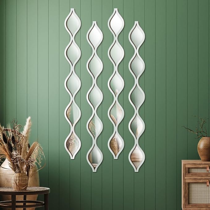 Qunclay 4 Pcs Teardrop Mirror Wall Art Decorative Mirror Wall Decor, Silver - Image 6