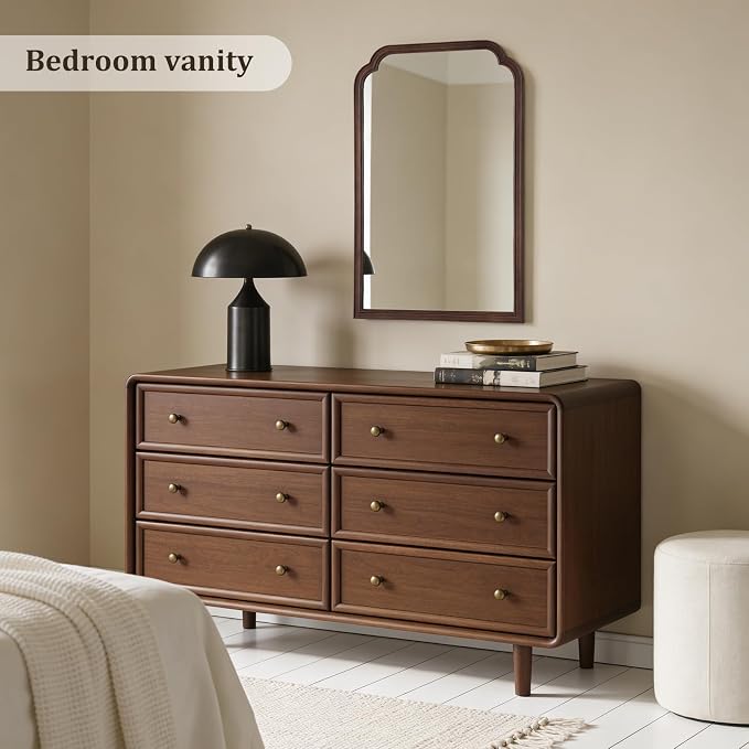 WallBeyond Wooden Framed Wall Mirror, Natural Wood Bathroom Vanity Mirror for Entryway, Living Room or Bedroom Home Decor Vertical or Horizontal Hanging [24" x 36" Walnut Color] - Image 4