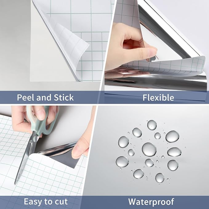 WESTICK Metallic Mirror Tape Border Roll 394" x 4" Peel and Stick Mirror Frame Border Waterproof Bathroom Silver Wallpaper Borders Removable Glossy Chrome Vinyl Film for Decor Bedroom Classroom - Image 6