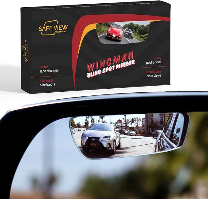 Safe View Wingman Blind Spot Mirrors – See More, Drive Safer – Real Convex Glass, Wide Angle Vision, Easy Peel & Stick, Durable Weatherproof Design by Safe+View+Company