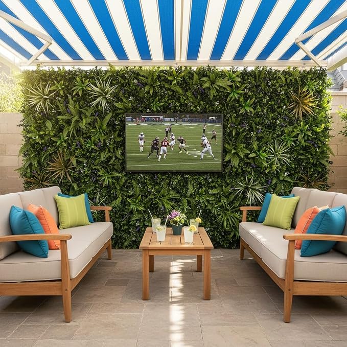 Artificial Greenery Grass Wall Panels Backdrop, 40" x 20" Green Wall Decor | UV Resistant, Realistic Fake Plant Wall, Green 3D Leaves Wall for Balcony Garden, Indoor Outdoor Privacy Screen Fence - Image 8