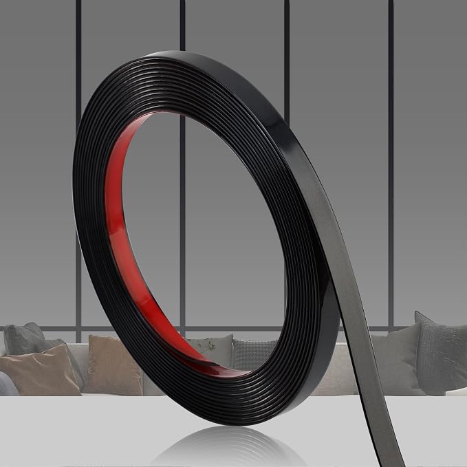 QDYMXUN Glossy Black Peel and Stick PVC Molding Trim, Flexible DIY Wall Accent Strip for Mirror Frame, Cabinet, Edges & Borders and Tiles (197"L x 0.8"W) by QDYMXUN