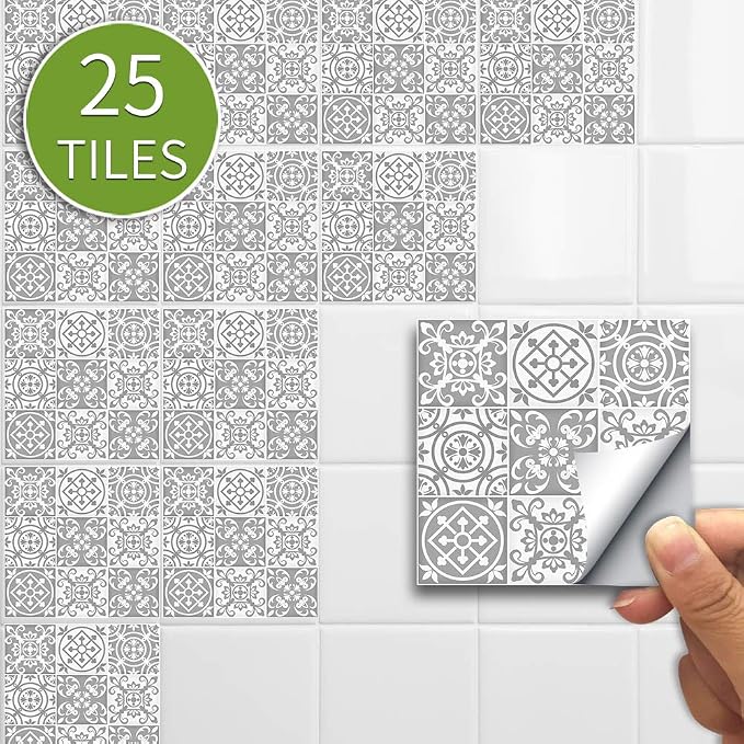 Alwayspon 25 Pcs Self-Adhesive Decal for Home Decor, Peel and Stick Wall Tile Sticker for Kitchen Bathroom, 6x6inch - Image 2