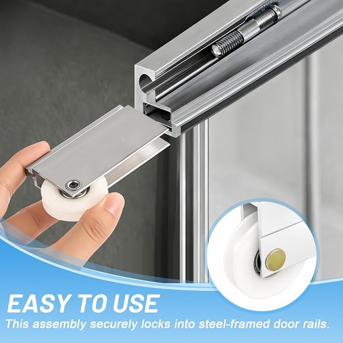 Therwen 2 Pack 1.5 Inch Sliding Door Roller Assemblies with Nylon Ball Bearing, Concave Wheels for Pocket Repair and Closet Track Replacement (Round) - Image 4