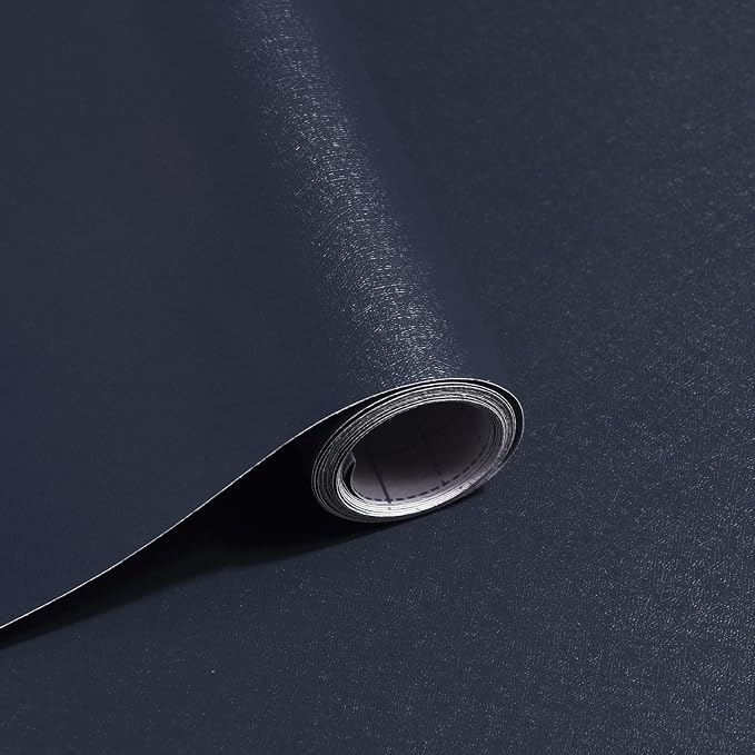 Safiyya 393"x17.7" Dark Blue Peel and Stick Wallpaper Contact Paper Solid Color Self Adhesive Removable Wallpaper Waterproof Contact Paper for Wall Vinyl Roll by SAFIYYA