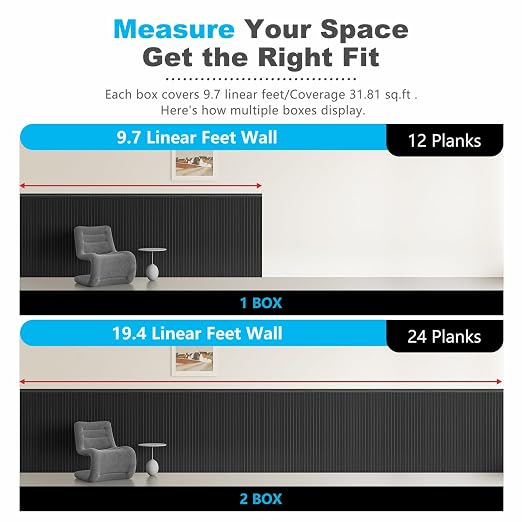 Art3d Beadboard Wainscoting Wall Panel Kit, 37.8 x 9.84 Inch, Matte Black | 12-Piece Panels + 4 Edge Trims, 31 Sq.Ft. Coverage, Lightweight, Water-Resistant, Easy to Trim, for Living Room, Bedroom - Image 7