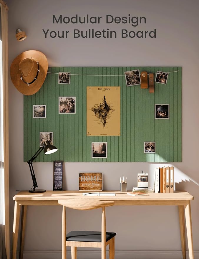 Fluxynara 48" x 36" Large Felt Bulletin Board, Moss Green | 12 Pack Cork Board Alternative with 60 Safe Adhesive Tabs, Pin Boards for Wall Decor, Home, Office, Classroom,Dorm - Image 6
