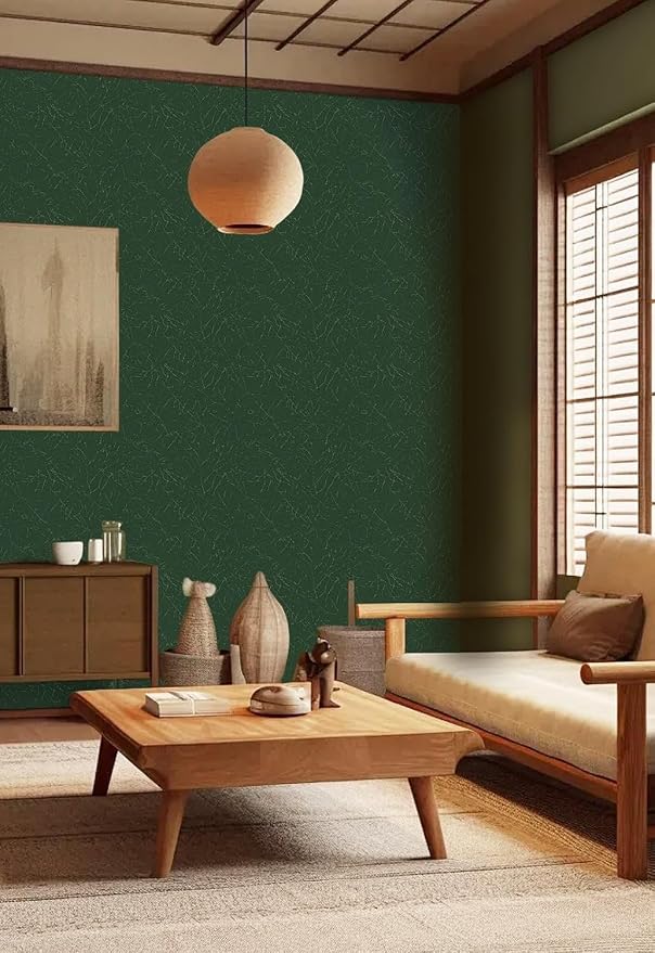 Dark Green Wallpaper Peel and Stick Self Adhesive Removable Contact Paper | 15.7" x 118" Renter Friendly Silk Embossed Textured Vinyl Wrap Paper Waterproof Bathroom Cabinet Drawer Liner Wall Covering - Image 7