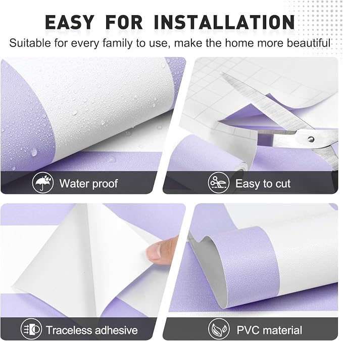 Purple and White Striped Wallpaper Peel and Stick Wallpaper Self-Adhesive Removable Waterproof Wall Paper for Walls Modern Vinyl Film 17.3”x1200” - Image 2