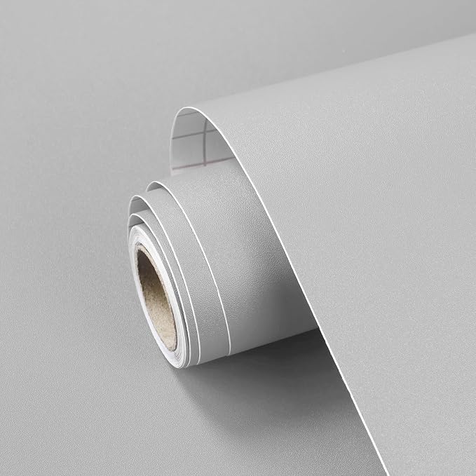 SOON AFTER Grey Peel and Stick Wallpaper Matte Gray Contact Paper Self Adhesive Waterproof Vinyl Roll for Wall Coverings,Cabinets,Countertops,Bedroom 15.7"x118" by SOONAFTER