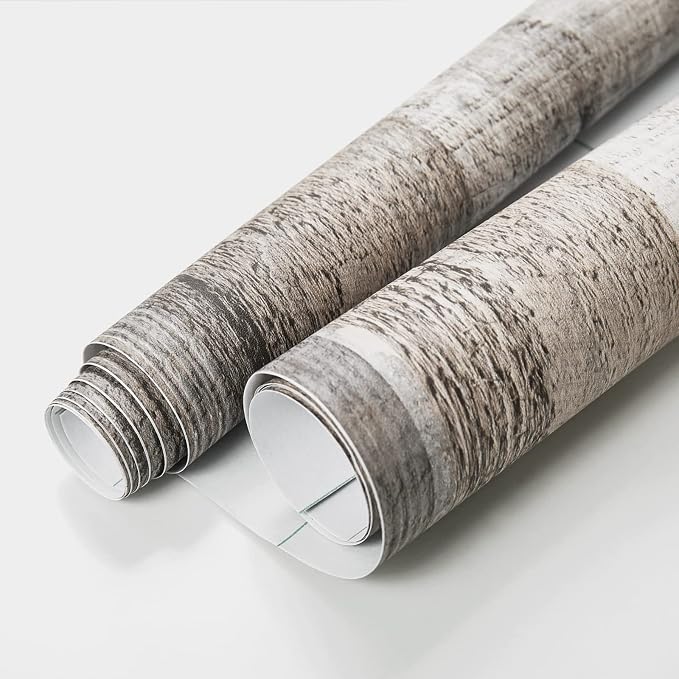 Yun-aeon Natural Wood-Grey Contact Paper Peel and Stick Wallpaper | 17.3"x 120"Self Adhesive Removable Vintage Faux Wood Wall Paper Plank Shelf Home Decoration Kitchen Counter Cover - Image 8