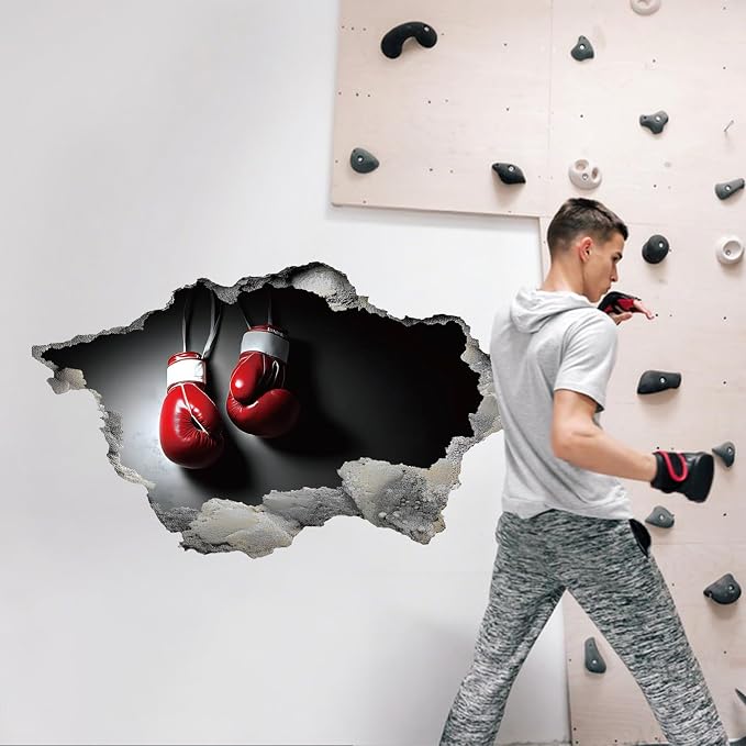 SUPERDANT 3D Boxing Wall Sticker Break Through Wall Decal Home Peel and Stick Large Size Vinyl Art Mural for Gyms Boys Room Bedroom Livingroom Playroom Decoration Boxing Enthusiast Gifts - Image 4