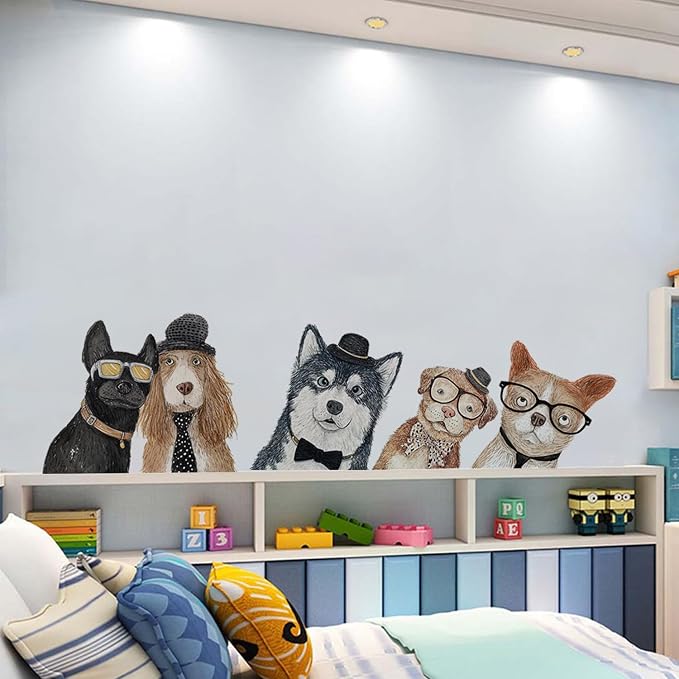 Funny Dog Wall Decals Sticker – Peeking Pet Friends Door Wall Decor, Removable Peel and Stick Vinyl Animal Wall Art for Bedroom, Living Room, Entryway, Closet, Home Decoration by THISFIND