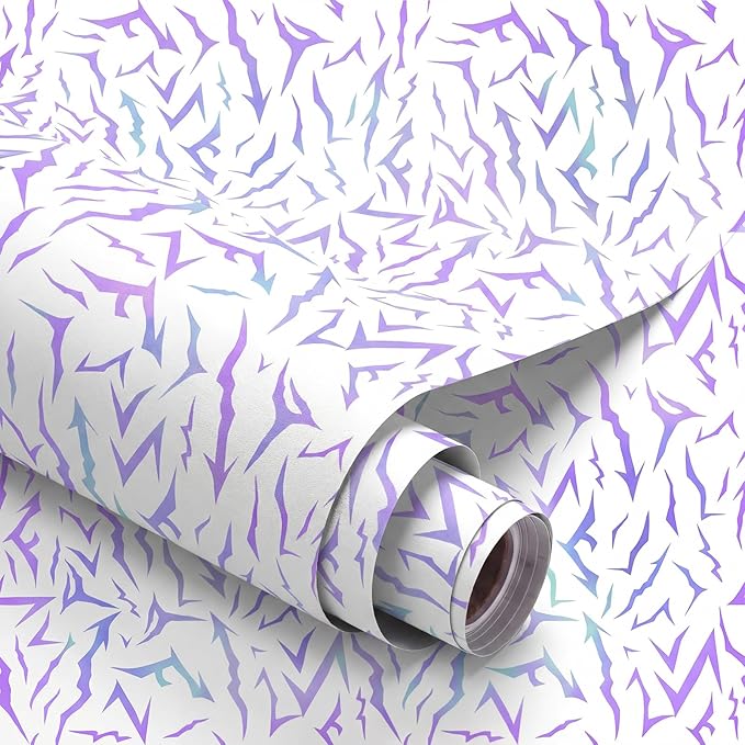 Drydiet Kpop Theme Wallpaper Peel and Stick Contact Paper 15.8 x 118.1 | Self Adhesive, Purple Energy Pattern Design, Easy Apply Remove,Wall Sticker for Home Locker Dorm Classroom Living Room Decor by Drydiet