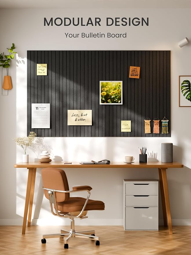 Bumusty 36"x 24" Large Felt Bulletin Board Tiles,Charcoal Gray | 6-Pack Cork Board Alternative, Wall Decor, 30 Pushpins, 30 Adhesive Tabs, Vision Board, Office, Classroom, Home, Dorm - Image 6