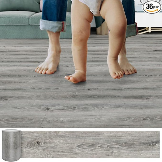 Lareko Peel and Stick Floor Tile, Waterproof Vinyl Plank Flooring | 36-Pack 54 Sq.Ft, Self-Adhesive Laminate Vinyl Tiles,Realistic Wood Grain for DIY Bathroom, Laundry Room & Rental Upgrades by Lareko